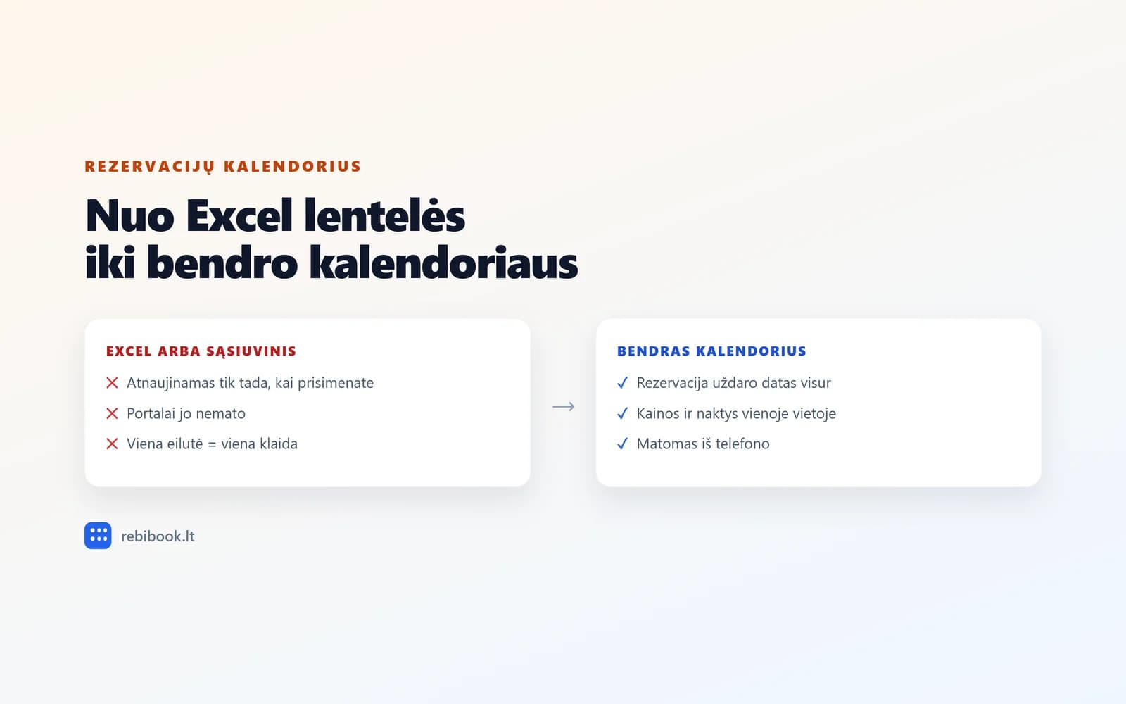 Nuo Excel lentelės iki bendro kalendoriaus